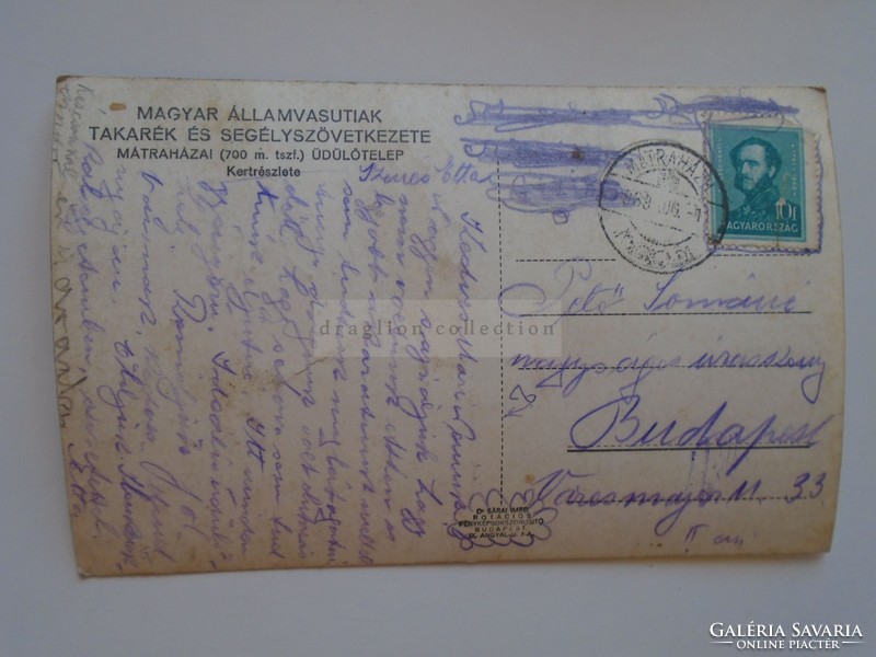 G21.324   Régi képeslap   Mátra Mátraháza  MÁV  Takaérk és Segélyszövetkezete  Üdülőtelep 1930's