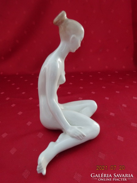 Aquincum porcelain figurine, hand-painted female nude sculpture, height 18 cm. He has!