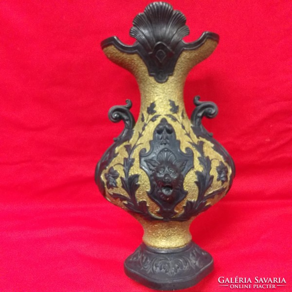 Alt wien austria johann maresch majolica faience terracotta gilded vase, carafe. 38 Cm.