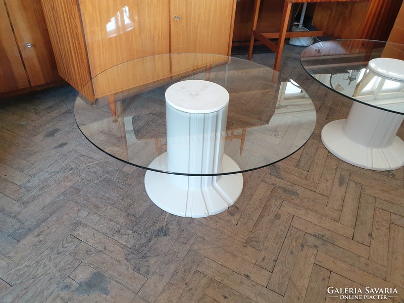 Retro old round mid century glass table 90 cm glass table glass table garden table