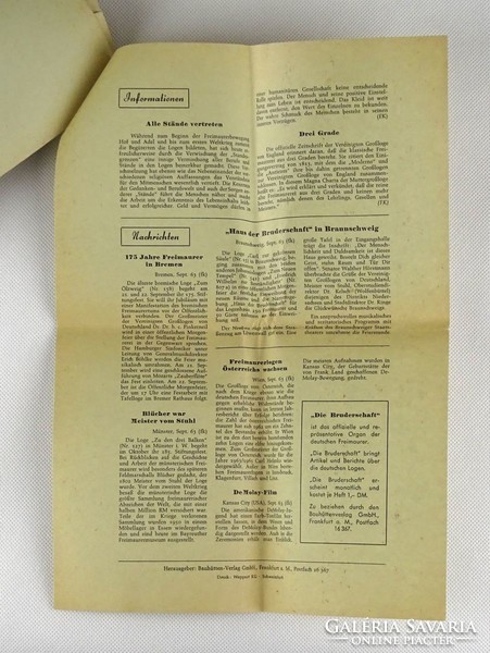 1E629 Német szabadkőműves folyóirat 1963