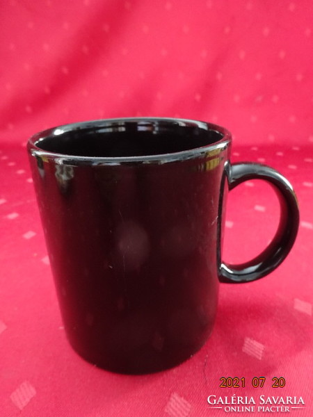 Black porcelain cup, height 9.5 cm, diameter 8 cm. He has!