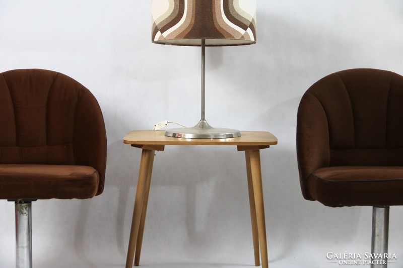 Pair of retro brown velvet swivel chairs