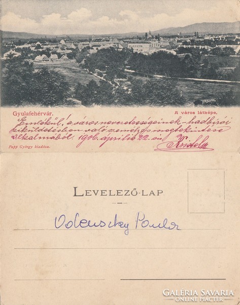 Románia Gyulafehérvár A város látképe 1906 RK MET