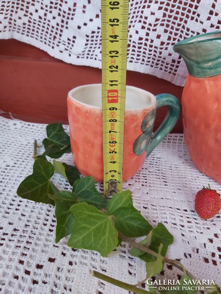 Strawberry, fruity strawberry ceramic set, jug, jug + 2 glasses of nostalgia