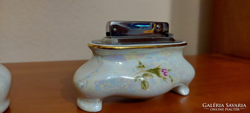 Porcelain ashtray and the accompanying porcelain candle holder!