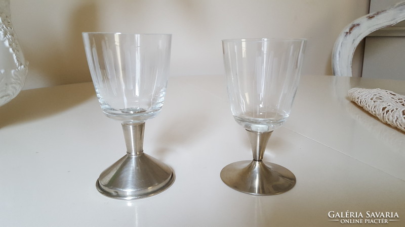 5+1 Pcs. Old metal base, polished glass cup