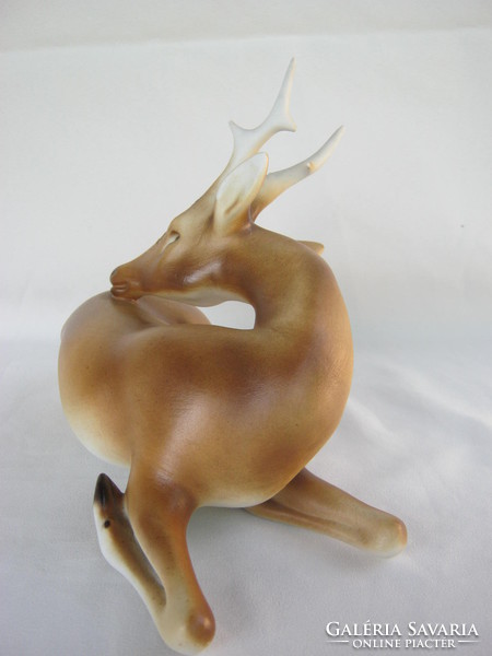 Retro ... Royal dux biscuit porcelain deer stag