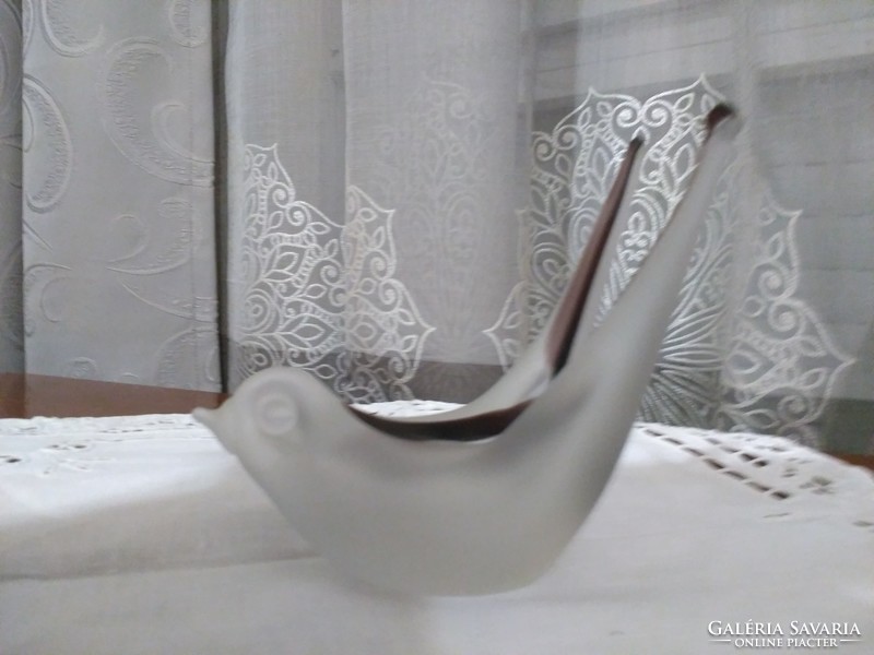 Lalique sandblasted art glass swallow