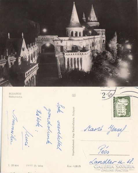 Budapest éjjel , kivilágított Halászbástya 1965 RK Magyar Hungary