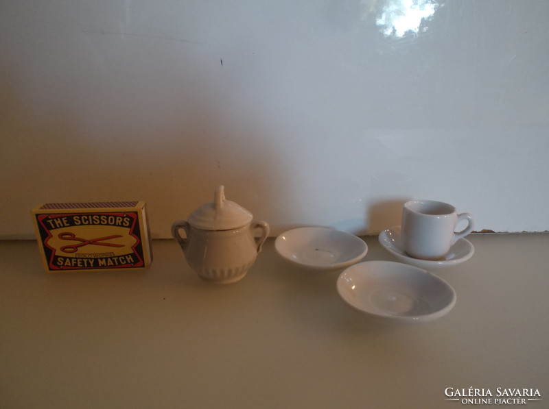 Miniature - 5 pcs - old - Austrian - porcelain - sugar bowl 5 x 4.5 cm - saucer 5 cm - perfect