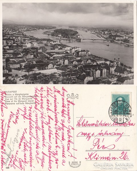 Budapest Kilátás a Szent Margit szigetre 1939 RK Magyar Hungary