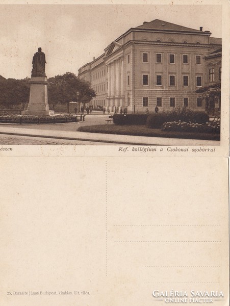 Debreczen Ref. kollégium a Csokonai szoborral 1929 RK Magyar Hungary