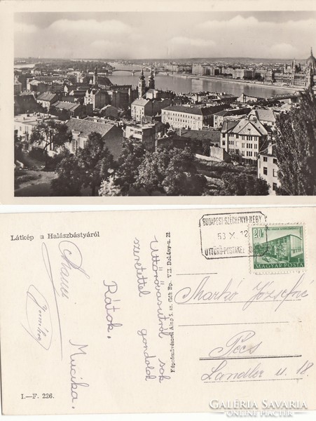 Budapest Látkép a Halászbástyáról 1953 RK Magyar Hungary