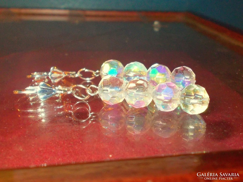 Rainbow Aurora Boreal Quartz Pearl Tibetan Silver Earrings 5cm!