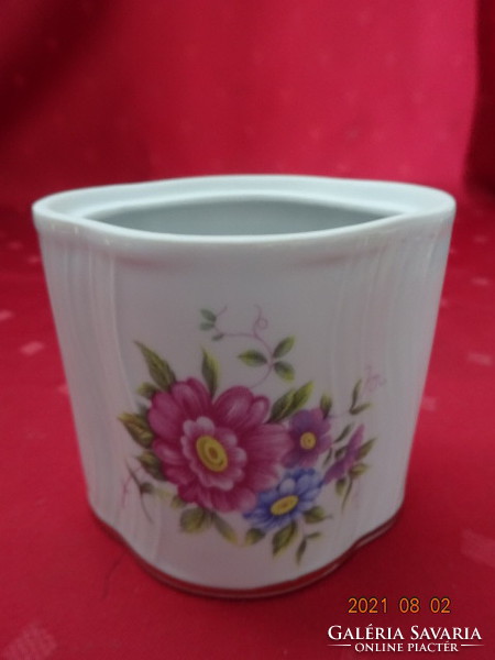 Hölóháza porcelain, bonbonnier with spring flower pattern, height 7.7 cm. He has!