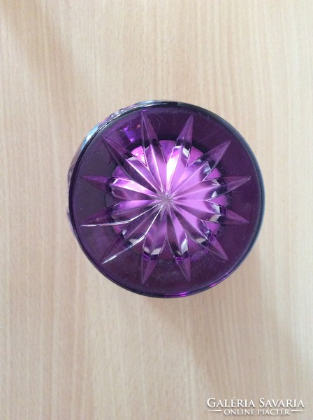 Ezüst peremes ametiszt lila kristályváza