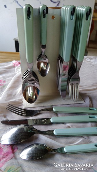 Vintage very rare 22 piece abert stainless steel 18 / cr italian marked stand cutlery set,
