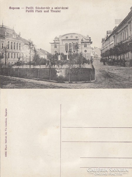 Sopron Petőfi Sándor tér a szinházzal kb1910 RK Magyar Hungary