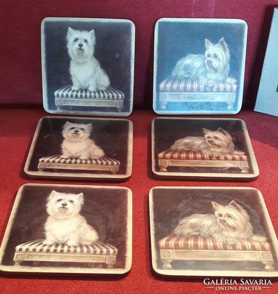 Set of 6 terrier dog coasters