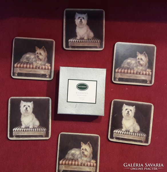 Set of 6 terrier dog coasters