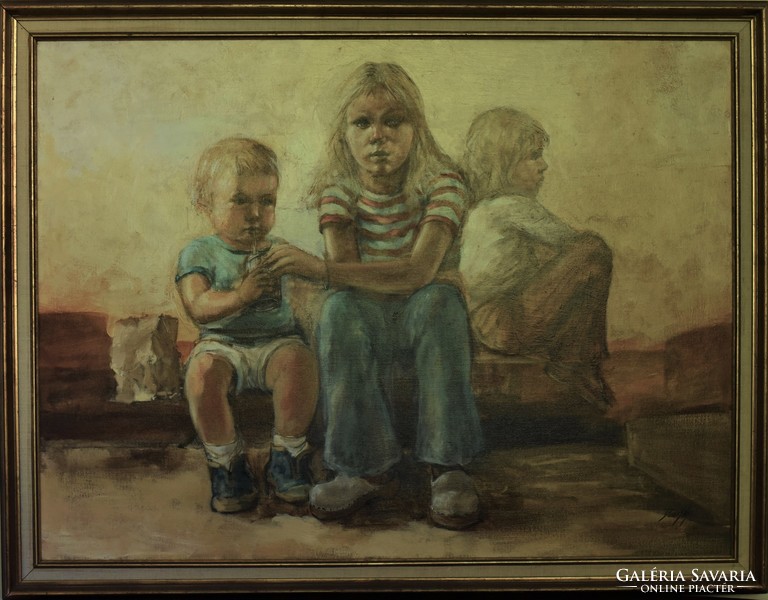 Life picture, children, oil painting