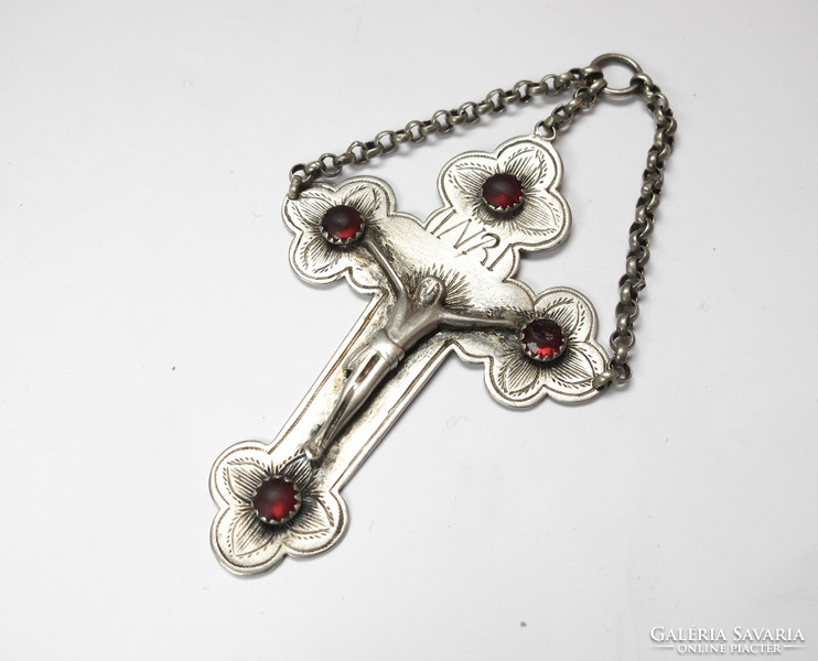 Antique silver crucifix pendant, 18th century.