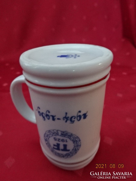 Hollóháza porcelain, mini souvenir jar, height 9.5 cm. With inscription Tf 1954 - 1989. He has! Jokai.