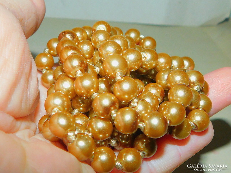 Gold brown shell pearl extra long pearl necklace - 150 cm!