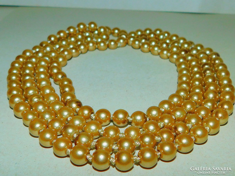 Gold brown shell pearl extra long pearl necklace - 150 cm!