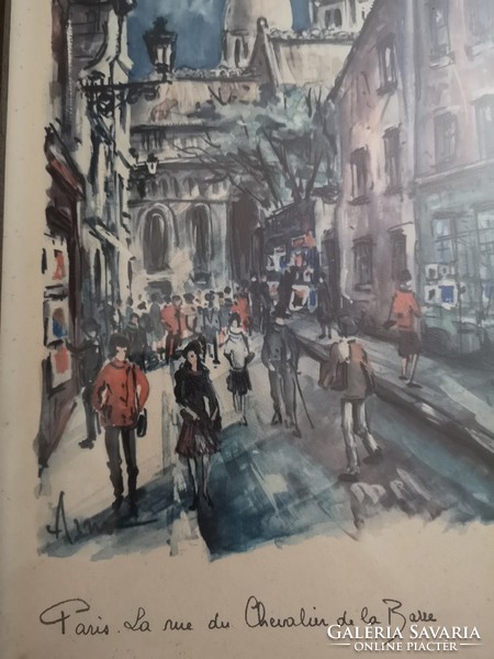 Sacre Coeur, hangulatos párizsi utcarészlet, print, nyomat 30 x 18 cm