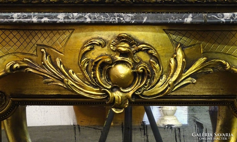 1F414 Hatalmas aranyozott antik tükör konzolasztallal 290 cm