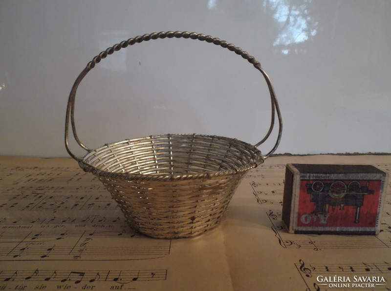 Basket - really silver-plated - 11 x 4.5 cm + handle 7 cm - German - perfect