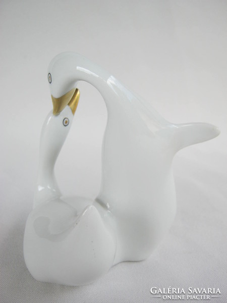 Retro ... Lólóháza porcelain figurine pair of nipp swans