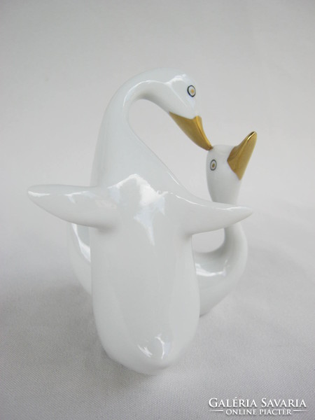 Retro ... Lólóháza porcelain figurine pair of nipp swans