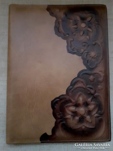 Hand-made silk-lined leather file book cover with a matching document folder