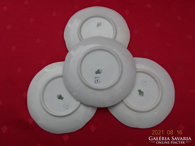 Zsolnay porcelán, antik, pajzspecsétes, sárga virágos kávéscsésze alátét. 4 db együtt eladó Vanneki!