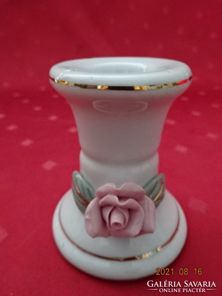 German porcelain, candle holder with rose pattern, height 7 cm. He has!