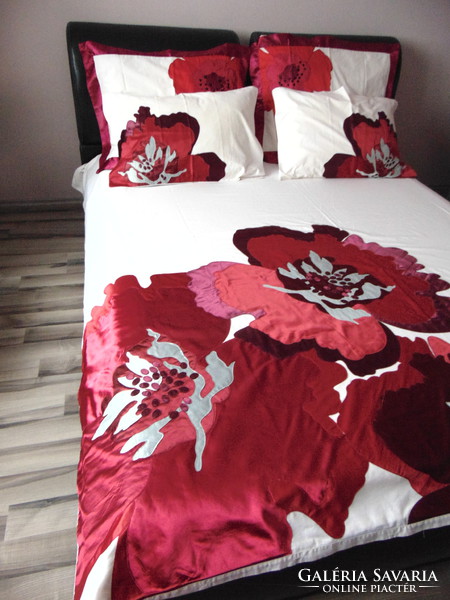 Huge burgundy red silk flower bedding set 5 pieces