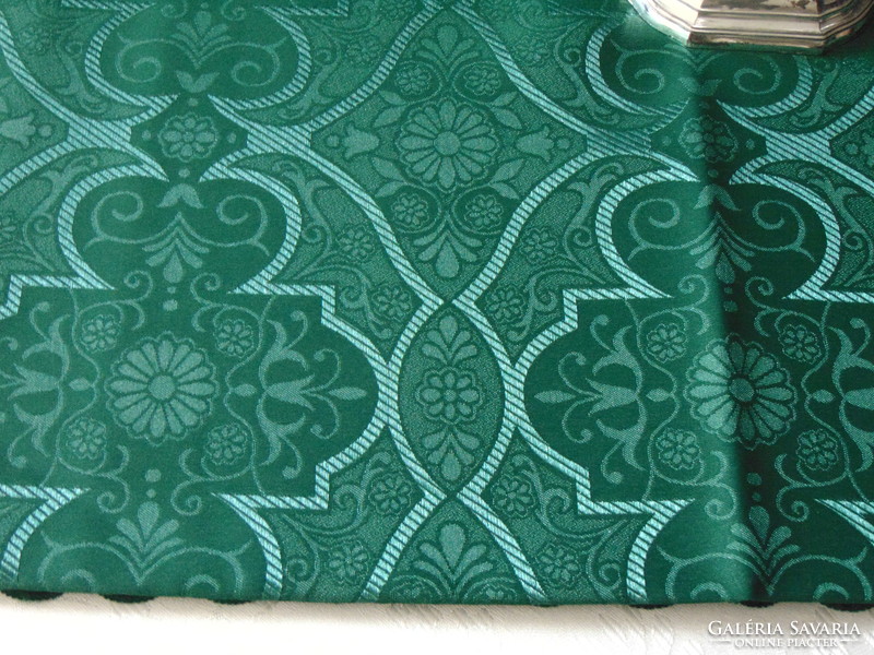 Szépséges fenyőzöld selyemdamaszt asztalterítő 140 x 280 cm ! téglalap