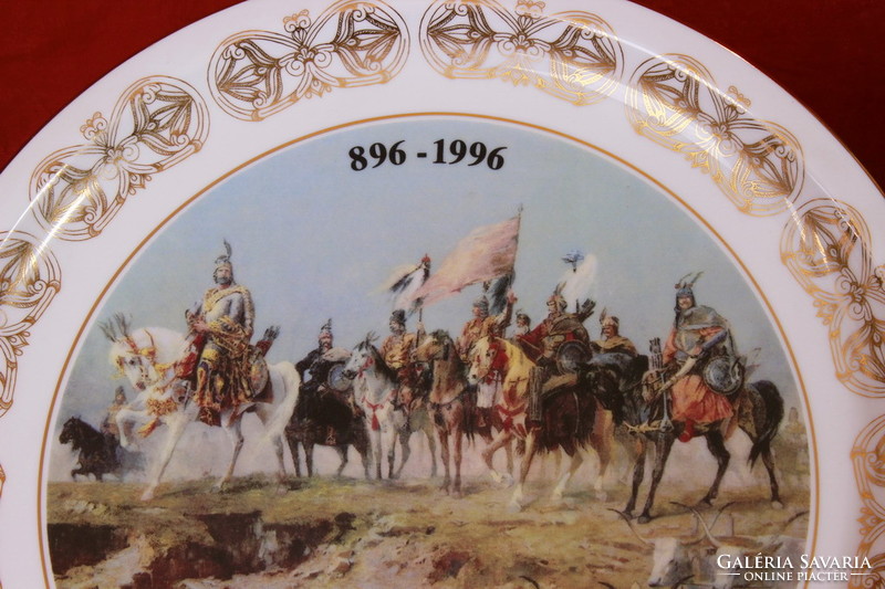 Zsolnay jubileumi tányér a Honfoglalás emlékére 896-1996
