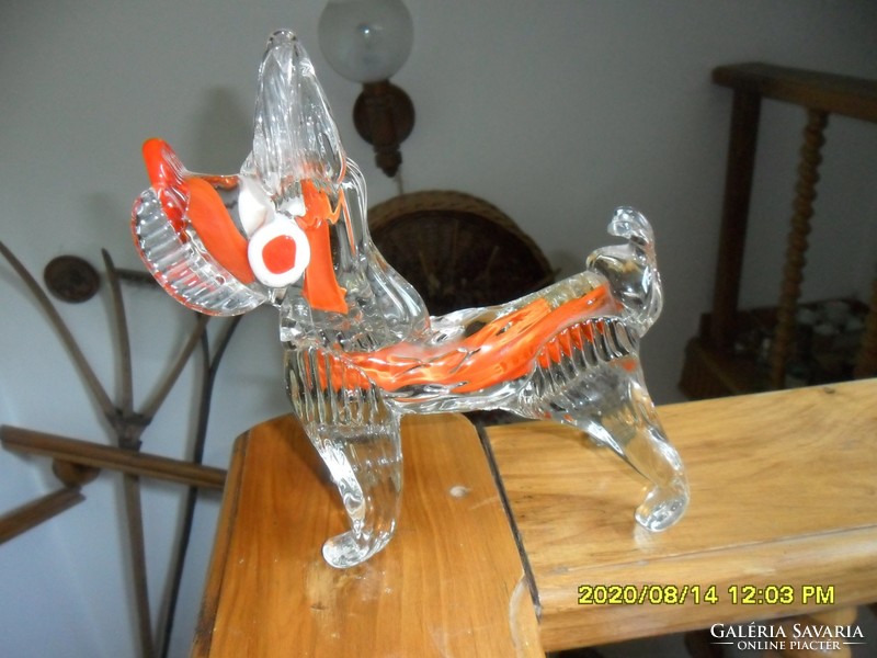 Muránói nagyon ritka nagyméretű  üveg kutya figura