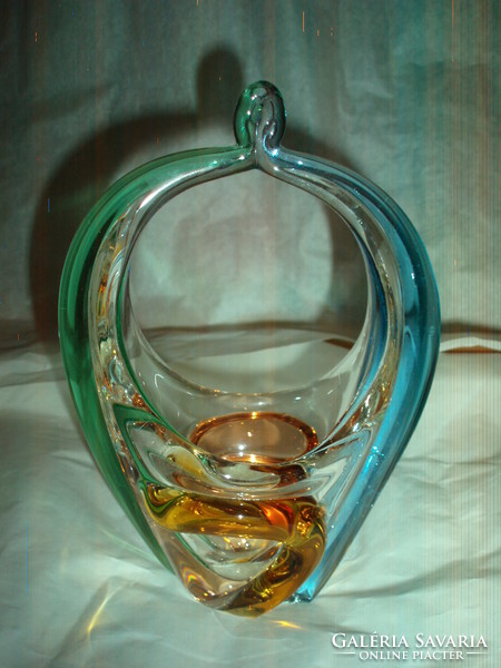 Heavy Murano glass basket