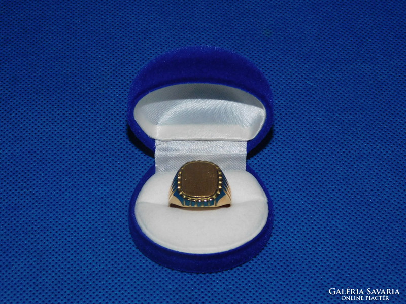 Gold 14k men's seal ring with 8 gr 22mm diameter