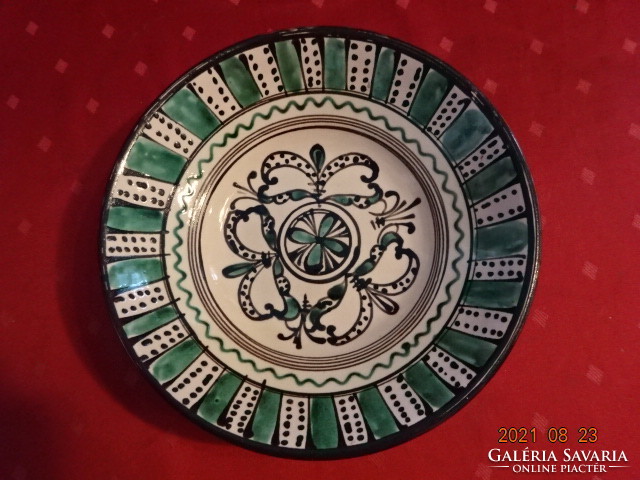 Glazed ceramic wall plate, deep plate, diameter 24 cm. He has!