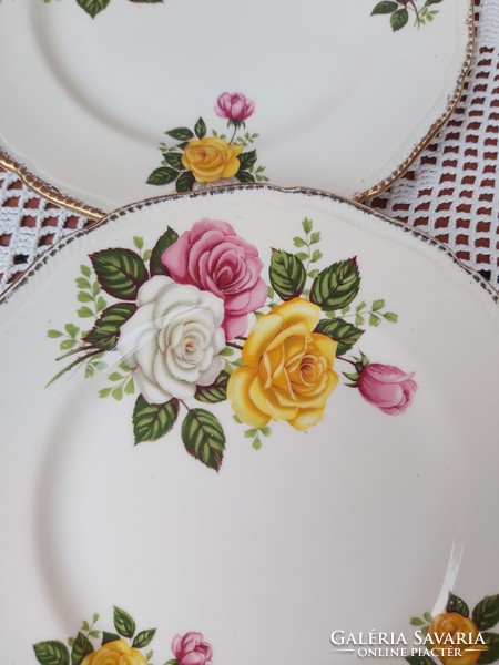 Gyönyörű Royal Swan angol rózsás  virágos  süteményes tányér,  sütis,  Gyűjtői darab porcelán