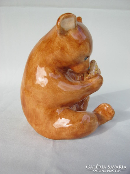 Retro ... Bodrogkeresztúr ceramic figurine nipp teddy bear with honey