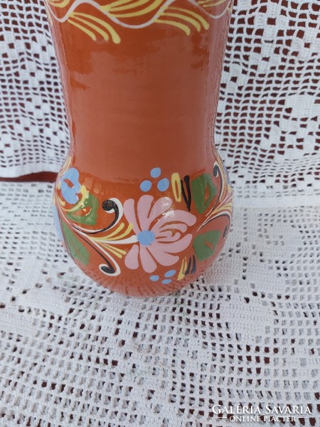 Gyönyörű Hódmezővásárhelyi 23.5  cm-es virágos ritka váza  , Nosztalgia