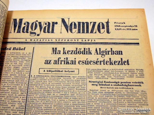 1968 szeptember 13  /  Magyar Nemzet  /  1968-as újság Születésnapra! Ssz.:  19589