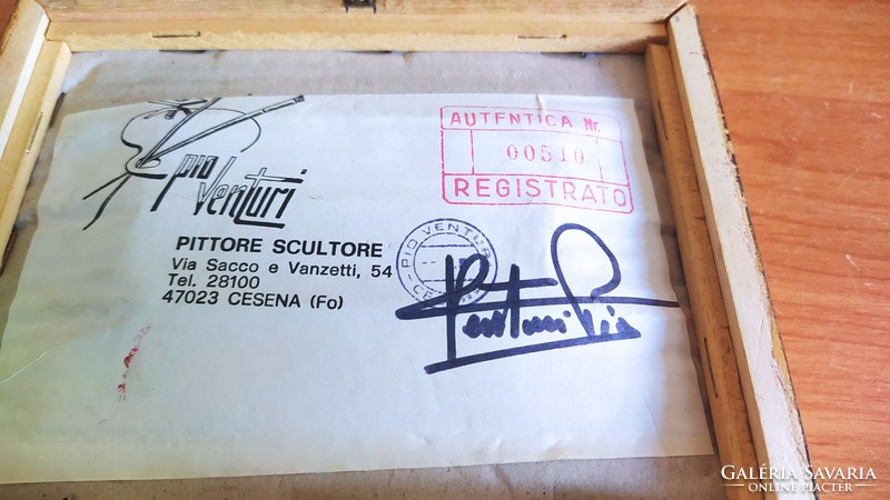 Pio Venturi parányi festménye, eredetigazolással  csomagautomatába is